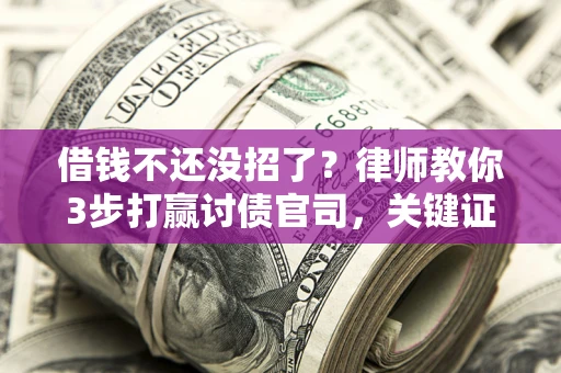 武汉借钱不还没招了？律师教你3步打赢讨债官司，关键证据千万别漏！